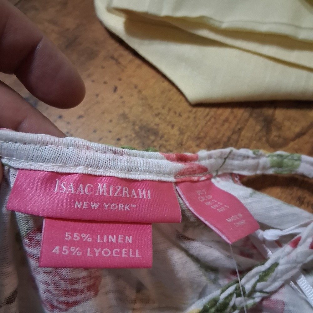 Issac Mizrathi New York Womens Small Tank‎ Linen Blend Fruit Pattern Braided NWT - Picture 7 of 7